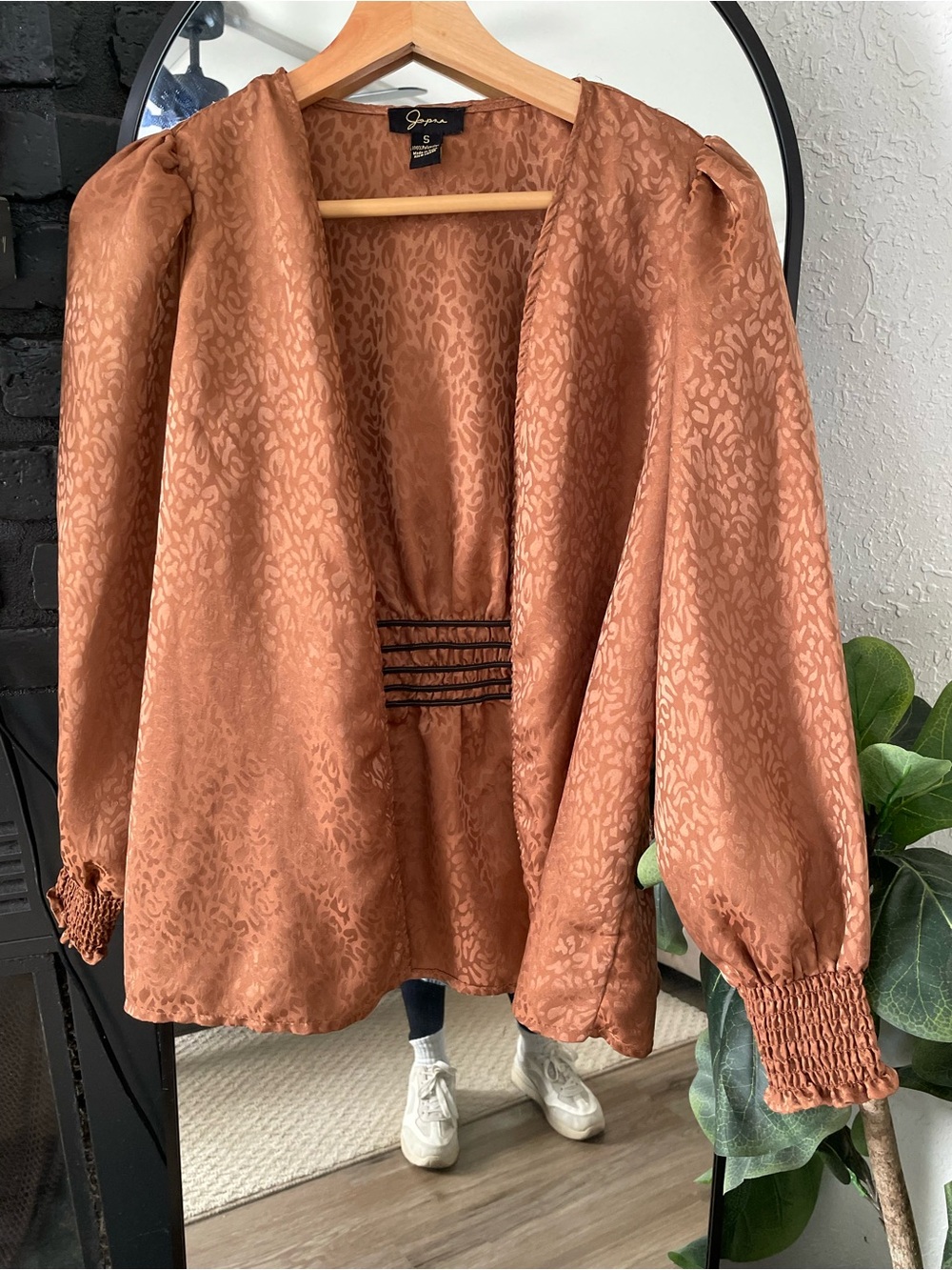 Japna rust patterned open kimono jacket